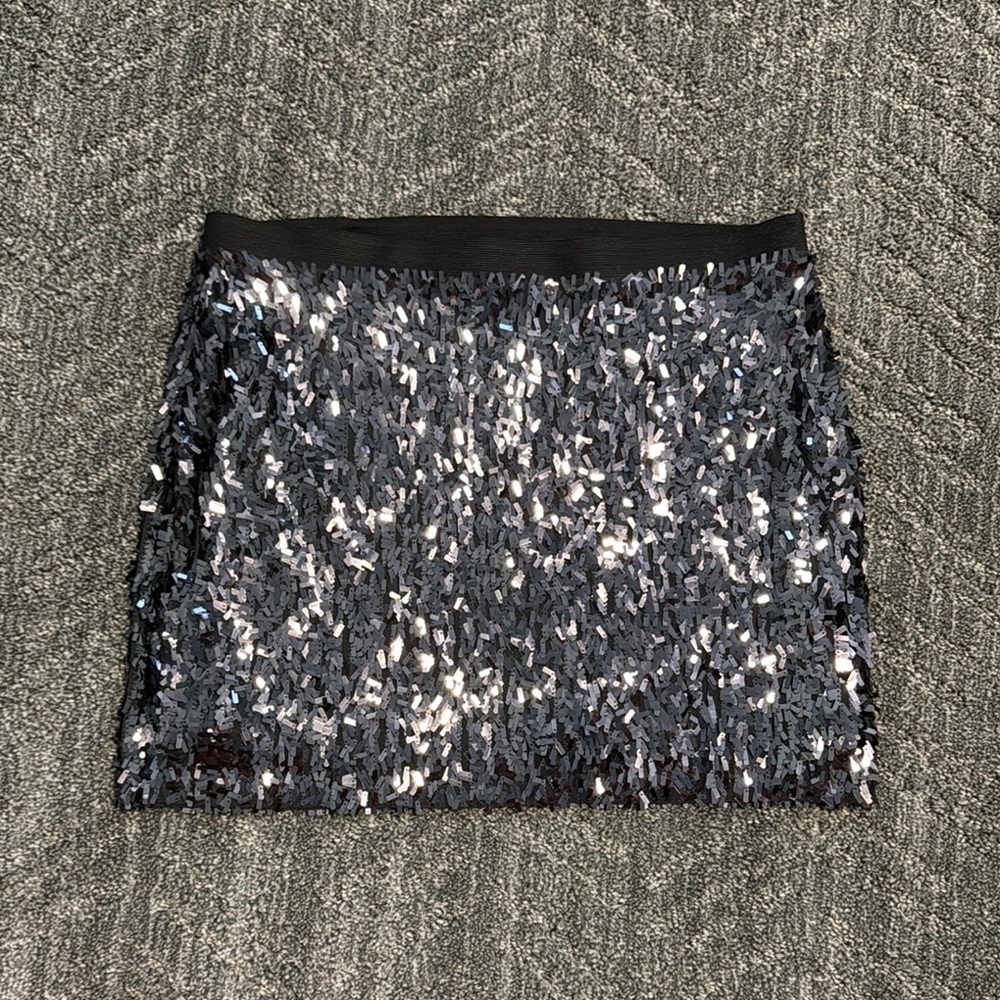 Express Sequin Black Mini Skirt